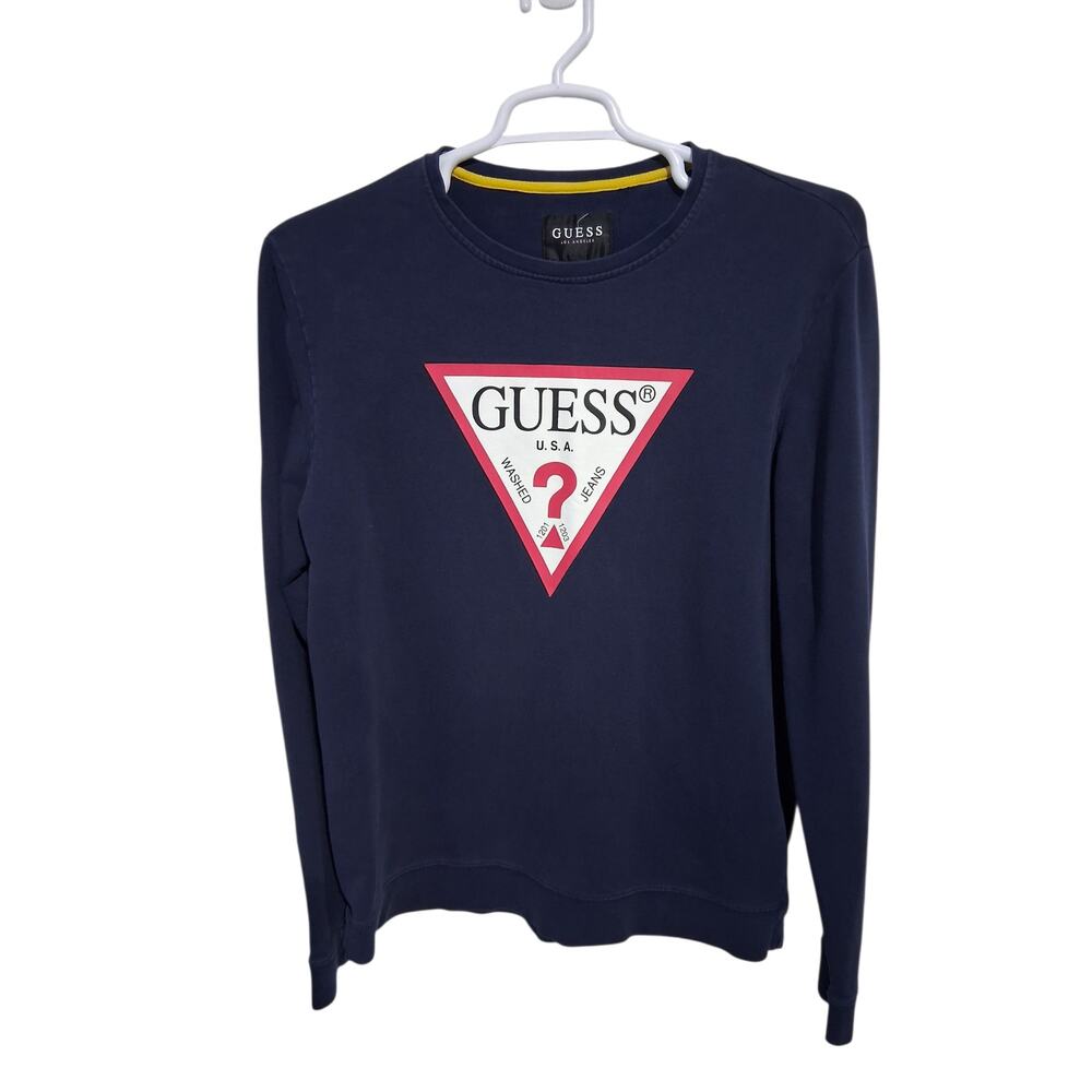 Y2K Guess Mens size XL Big Logo Grungecore Academia Preppy Sweatshirt‎ Retro